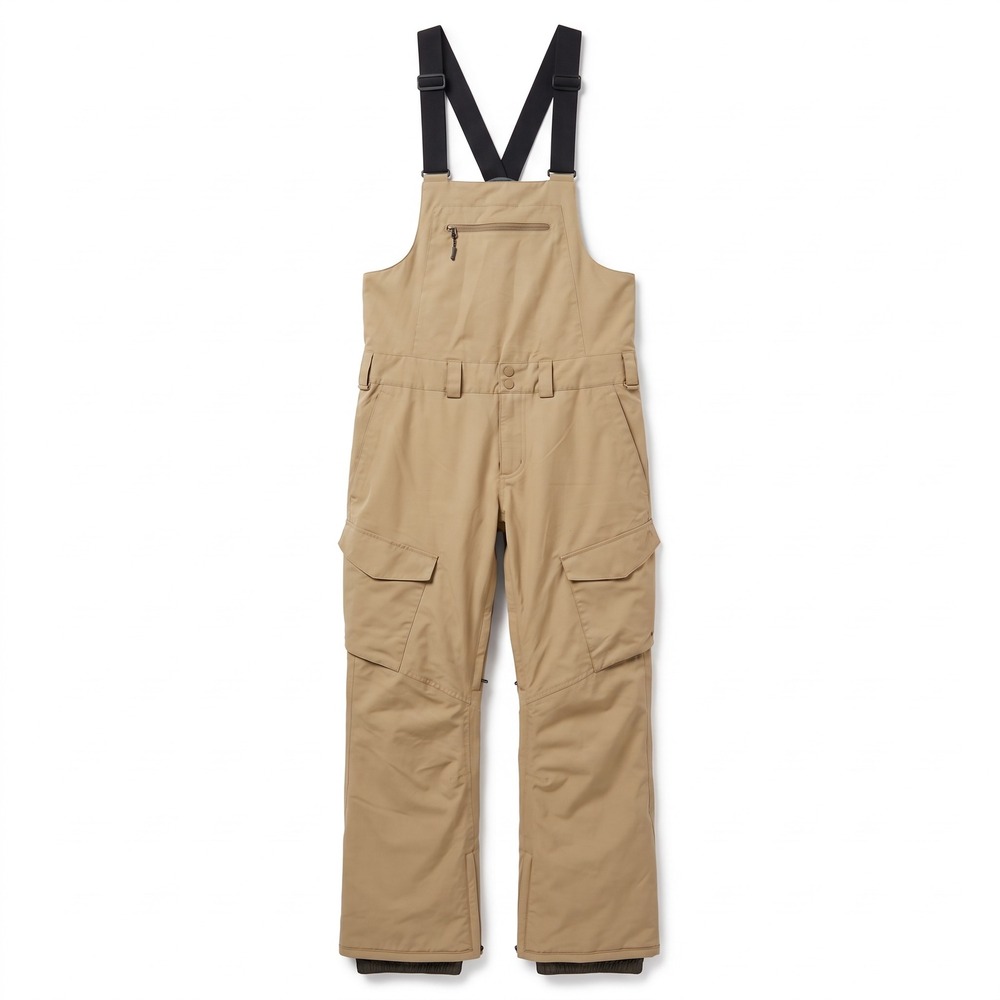Burton Reserve Bib Snowboard Pants Mens Medium Tan Khaki Overalls 15003
